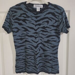 Vintage Blue Tiger Striped Top